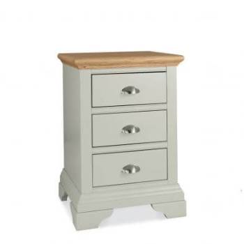 Hampstead 3 drawer soft grey and oak bedside cabinet by Bentley Designs.
