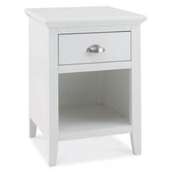 Hampstead white 1 drawer bedside cabinet by Bentley Designs.
