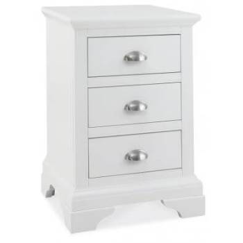 Hampstead 3 drawer white bedside cabinet by Bentley Designs.