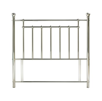 Kensey shiny chrome metal headboard.