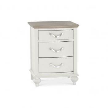 Montreux soft grey and washed oak bedside 3 drawer by Bentley Designs.