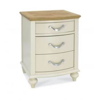 Montreux oak and antique white bedside 3 drawer by Bentley Designs.