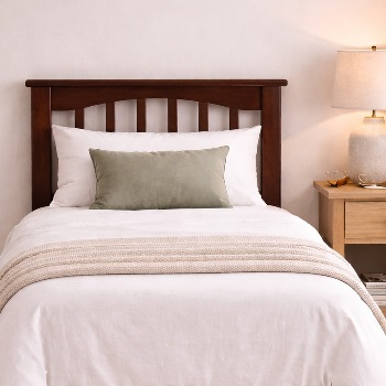 Sandy walnut wooden headboard