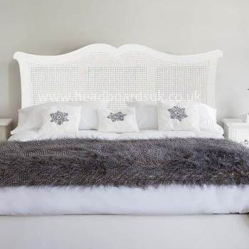 Southwold White Rattan Bed Headboard, White Wicker Headboard Queen Size