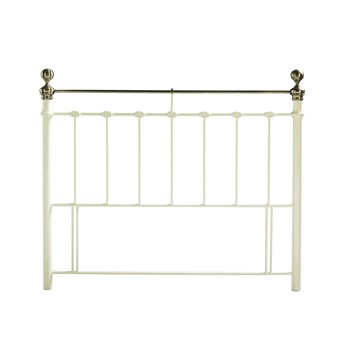 York Cream And Brass Metal Divan Bed Headboard