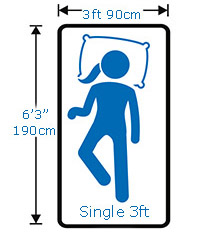 Single 3ft size bed dimensions