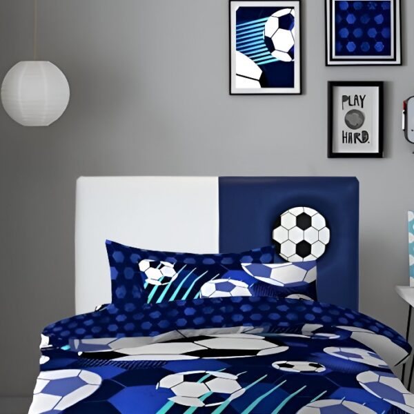 Blue & White Football Headboard | Children's Bed