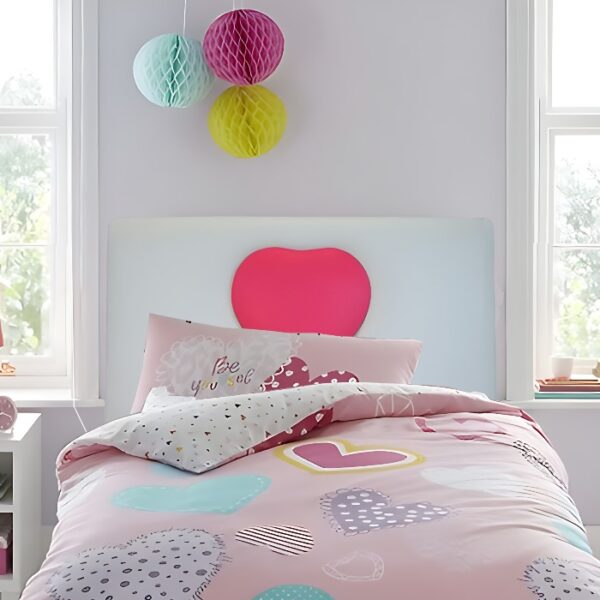 Children's Heart Headboard White & Red Design For Divan Beds