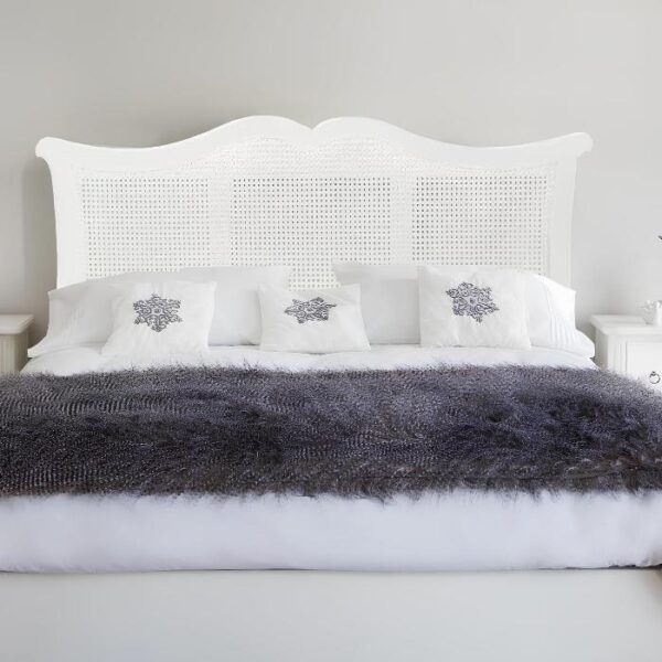 Southwold Single White Rattan Divan Bed Headboard