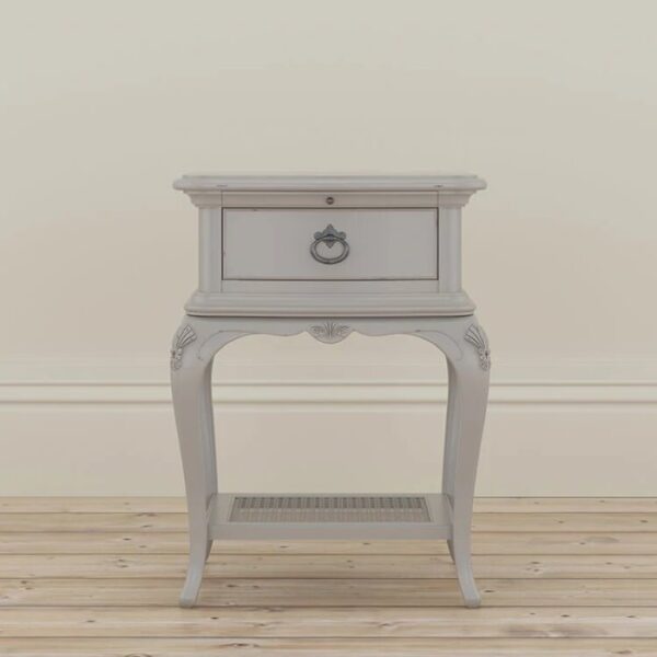 Grey 1 Drawer Bedside Table Plus Pull Out Shelf