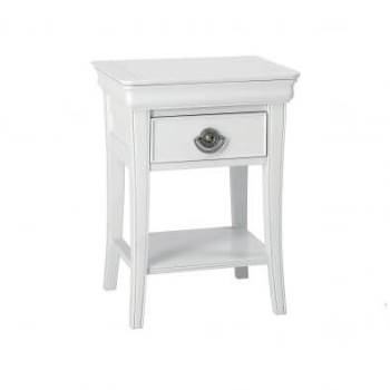 Chantilly white bedside 1 drawer table
