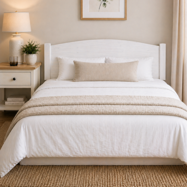 Portland white wooden headboard for divan beds