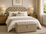 button lid ottoman on elba upholstered headboard