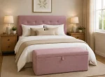 curved domed lid ottoman on orion upholstered headboard