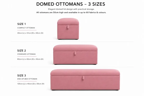 curved domed top lid bed room ottoman