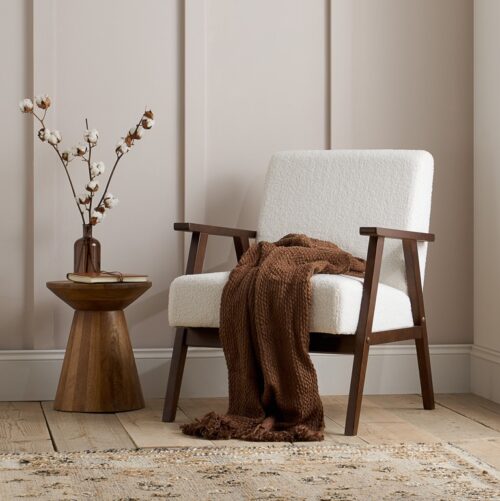 Ellwood walnut frame cream fabric