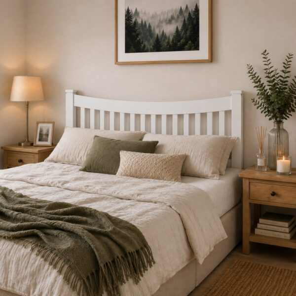 Jody wooden white shaker headboard